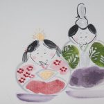 お雛さま　色紙とはがき絵のレッスン