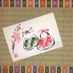 はがき絵　お雛様のはまぐりバージョン　貝雛